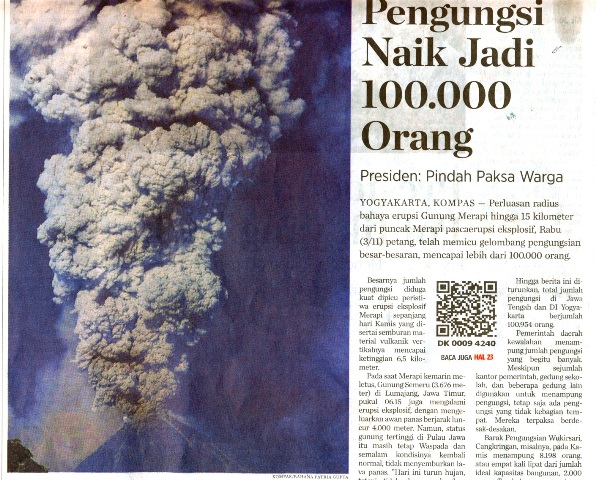 kompas merapi Headline Kompas tanggal 5 Nopember 2010