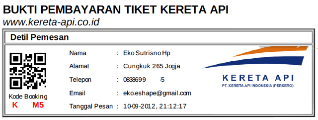 bukti bayar tiket KA