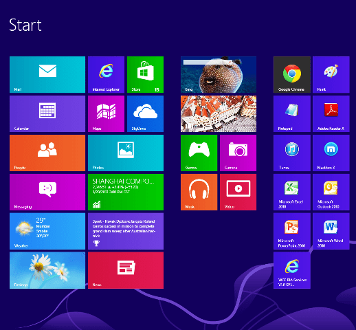 Tampilan start pada windows 8