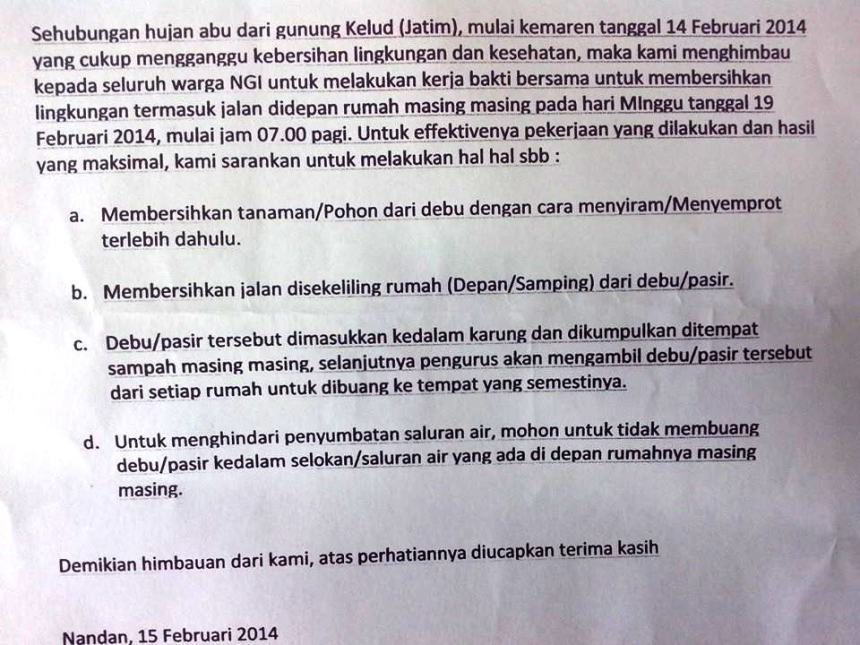 Himbauan membersihkan debu