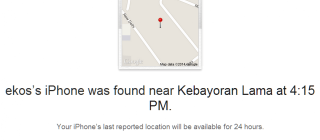 Lokasi iPhone 5 yang hilang