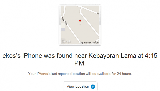 Lokasi iPhone 5 yang hilang